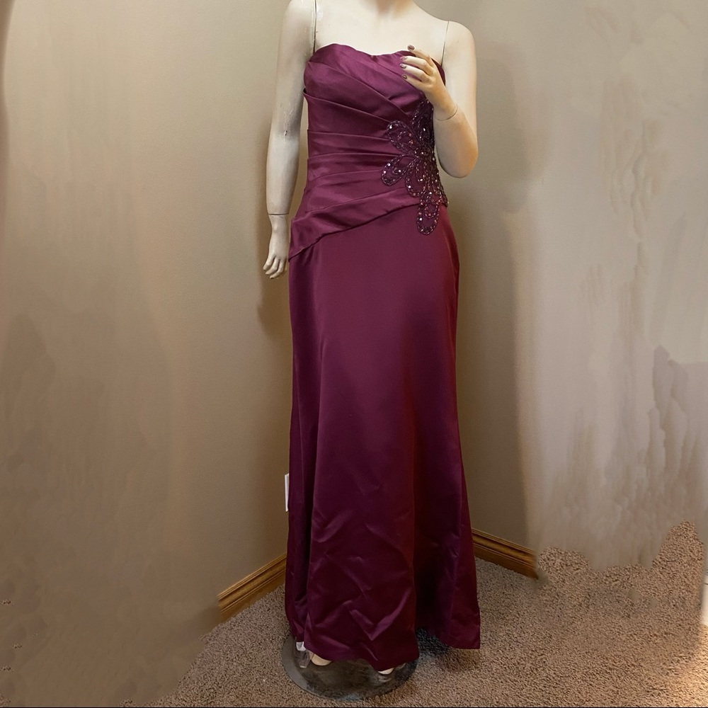 Montage by Mon Cheri burgundy dress